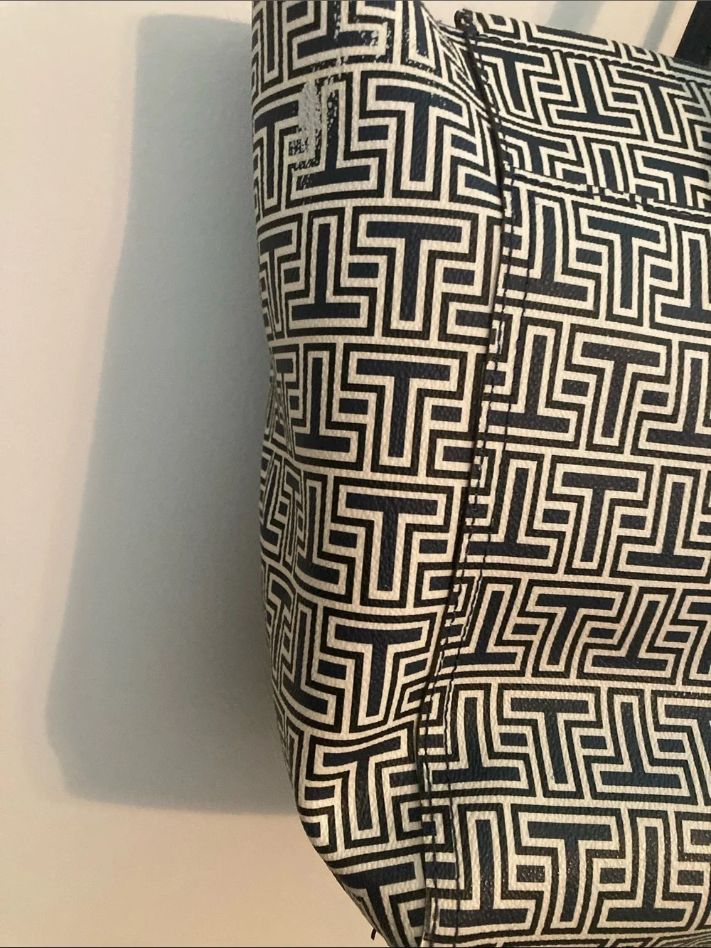 Tory Burch Black and White Signature Geometric Tote
